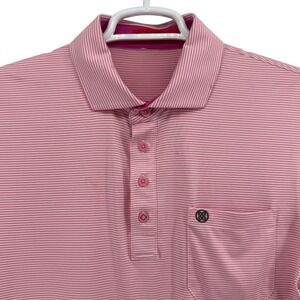 G/FORE Mens Pink Stripe Performance Golf Polo Shirt Short Sleeve Pocket M